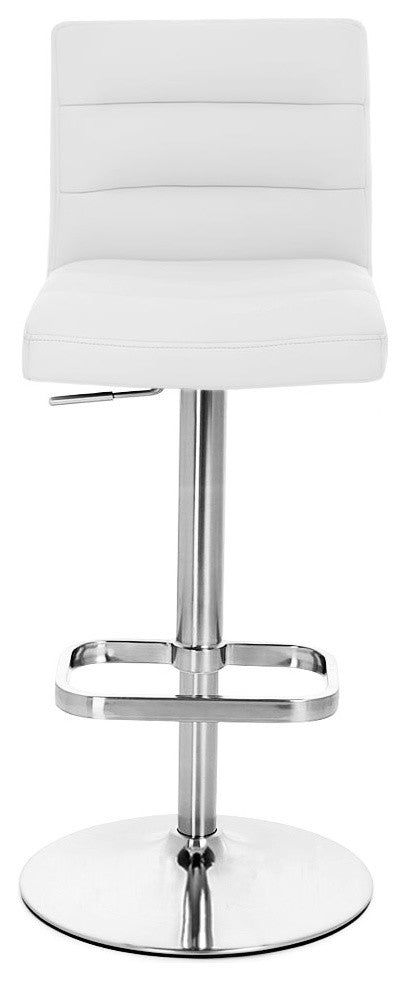 Lush Adjustable Height Swivel Bar Stool - Chrome Base, White
