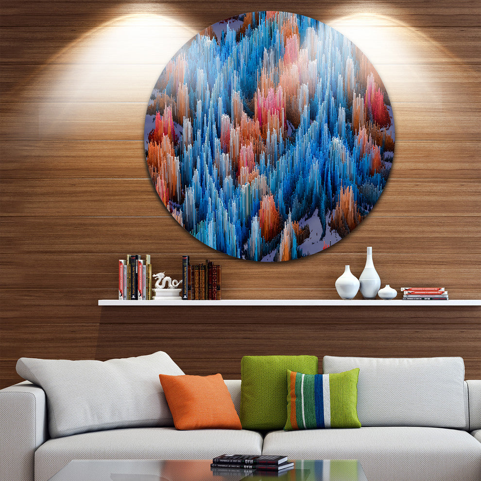 Macro Render Structure Blue Red, Art Round Wall Art, 36"