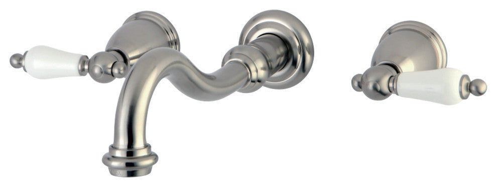Kingston Brass 2-Handle Wall Mount Bathroom Faucet, Brushed Nickel