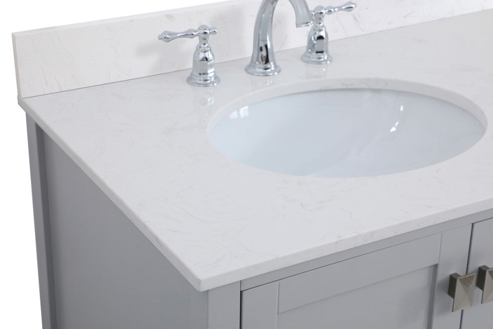 Iris 42" Single Bathroom Vanity, Gray With Backsplash