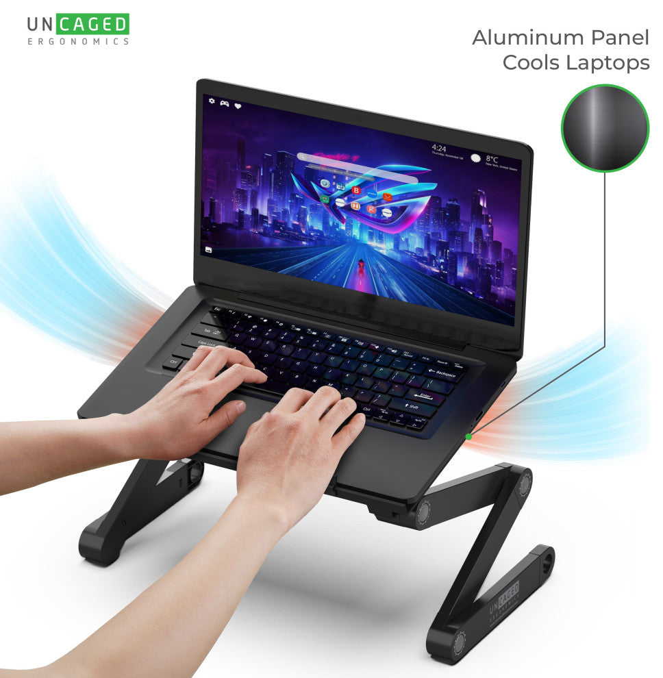 Workez Professional Ergonomic Aluminum Laptop Cooling Stand, Black