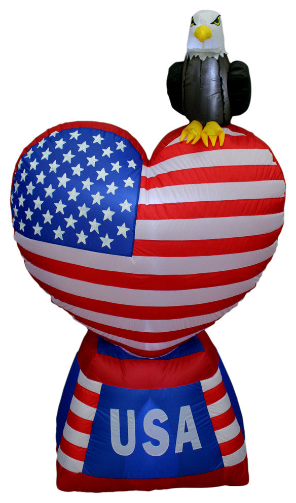 Patriotic Independence Day Inflatable Heart, 5' Tall