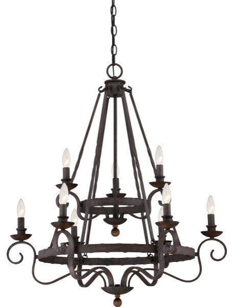 Noble 9-Light Chandelier, Rustic Black