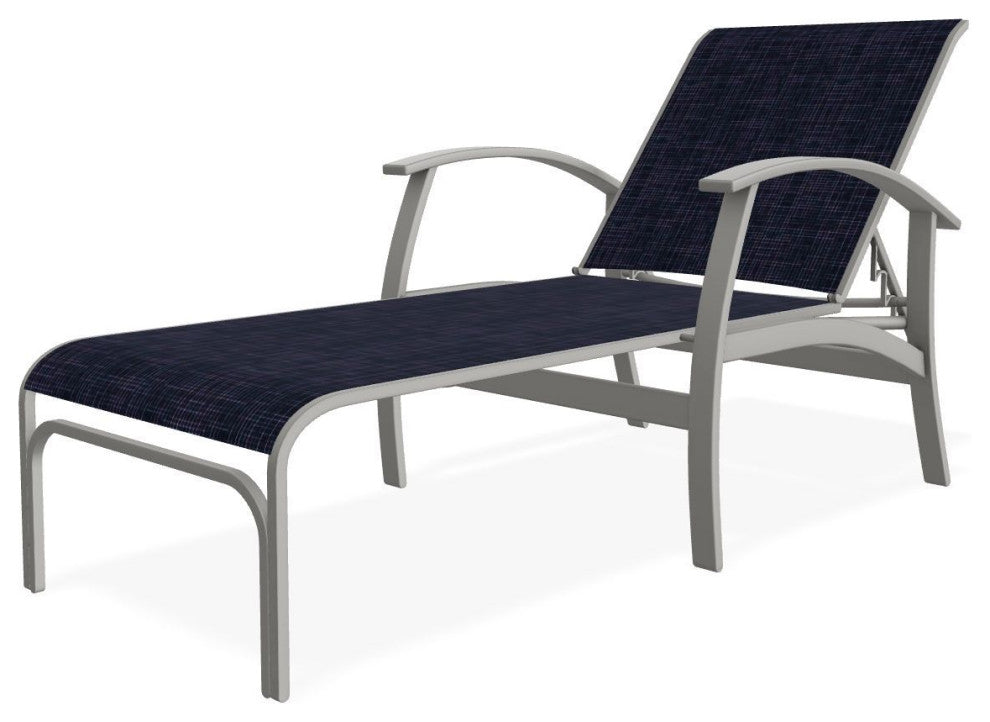 Belle Isle Sling 4-Position Outdoor Chaise Lounge, Moments Navy/Snow