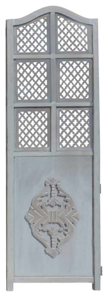 Wooden 3 Panel Foldable Room Divider, Blue