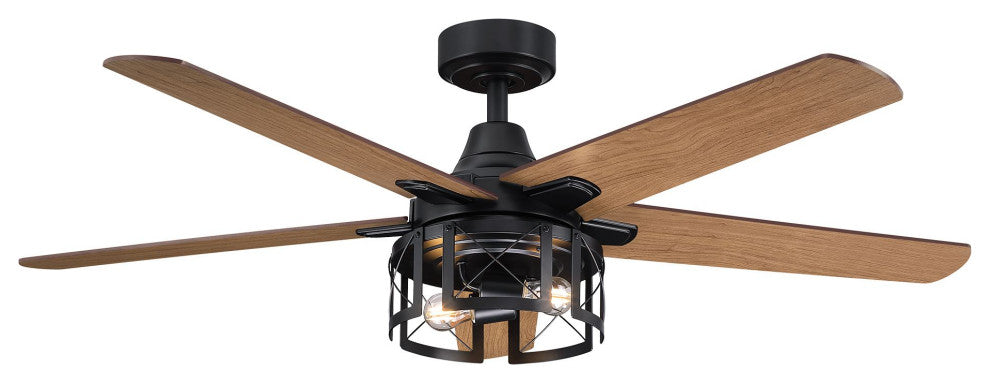 52 in. Reversible Blades Matte Black Ceiling Fan with Remote Control