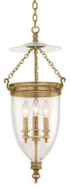 Hanover 3-Light Pendant Clear Glass Shade, Aged Brass
