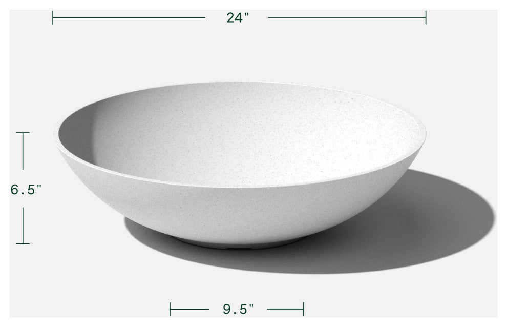 Lane Round Planter Bowl, White, 24'', 2 Pack
