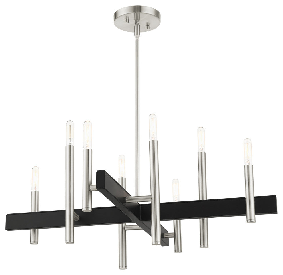 Brushed Nickel Mid Century Modern, Urban, Scandinavian, Minimal Chandelier