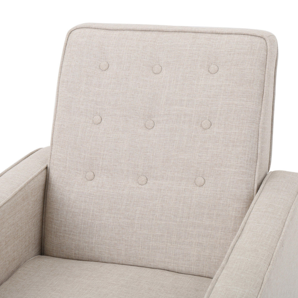 GDF Studio Macedonia Mid-Century Modern Button Tufted Recliner, Wheat Fabric