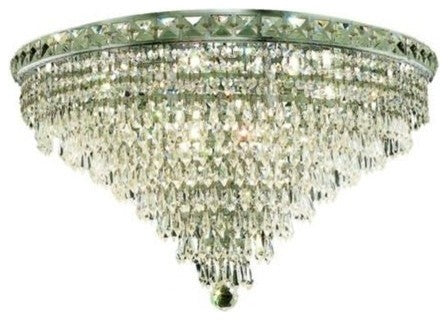 Elegant Tranquil Flush Mount, Chrome Finish With Royal Cut Crystal