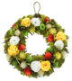 Peach Floral Artificial Wreath, Orange and Green, 12.5"