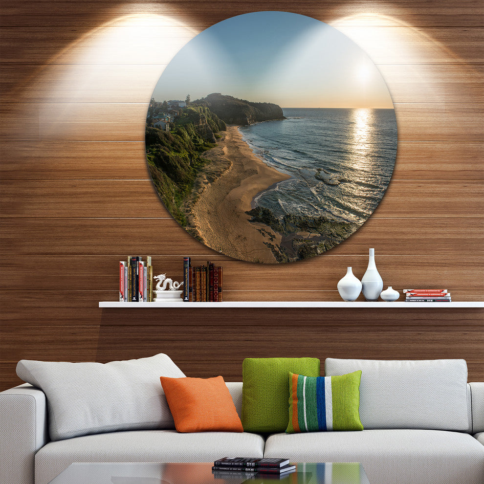 Clam Sea Waters At Sydney Beach, Seashore Disc Metal Wall Art, 36"