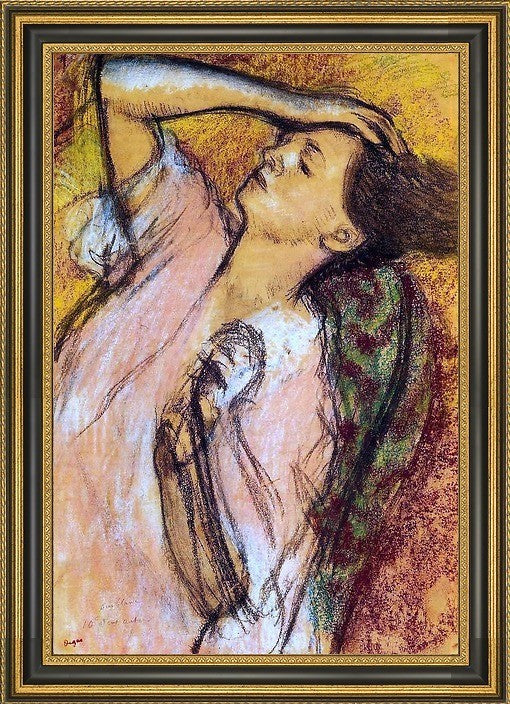 Edgar Degas Combing the Hair - 16" x 24" Framed Premium Canvas Print