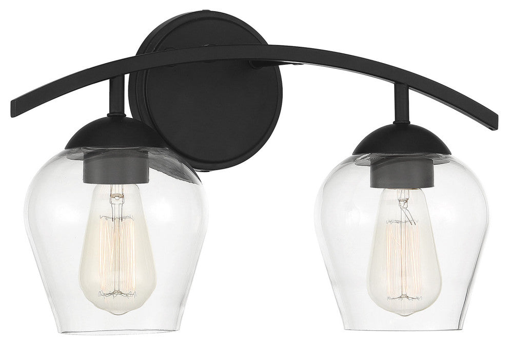 2-Light Bathroom Vanity Light, Matte Black
