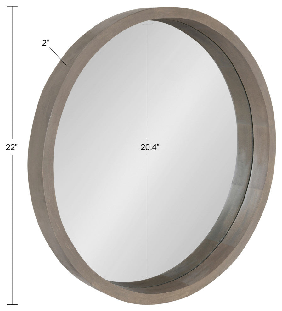 Hutton Round Wood Wall Mirror, Gray 22 Diameter