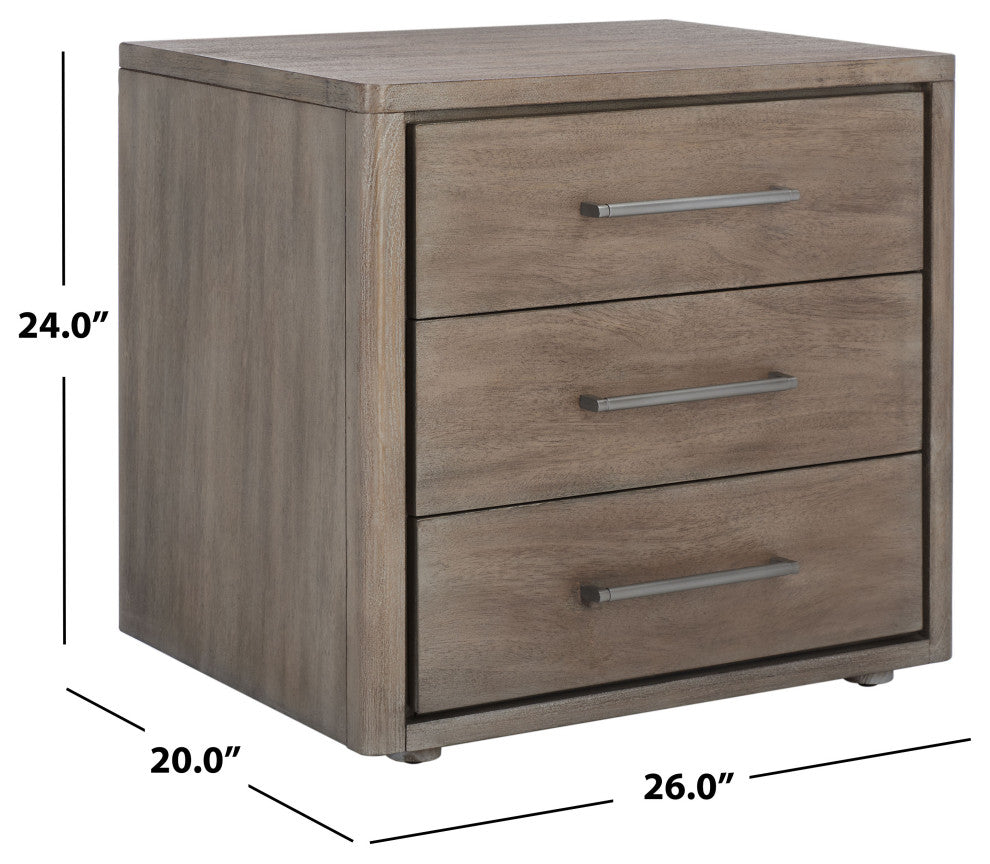 Safavieh Couture Rosey 3 Drawer Wood Nightstand, Light Brown