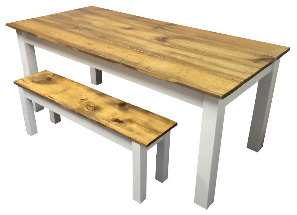 Barn Wood and White Farm Table, 48"