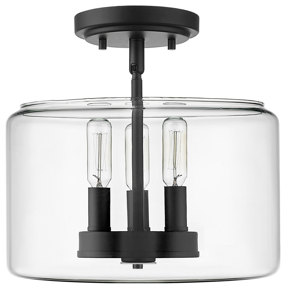 Asheville 3-Light 11" Semi-Flush Matte Black