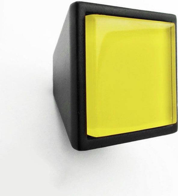 Golden Yellow Crystal Glass Black Metal Square Frustum Knob