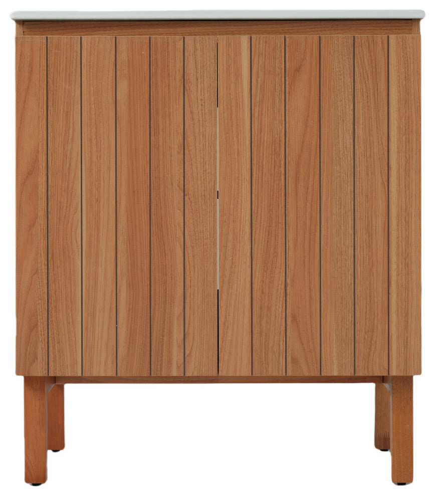 GDF Studio 30" Bathroom Vanity With Ceramic Sink & Free-Handle Doors, Natural