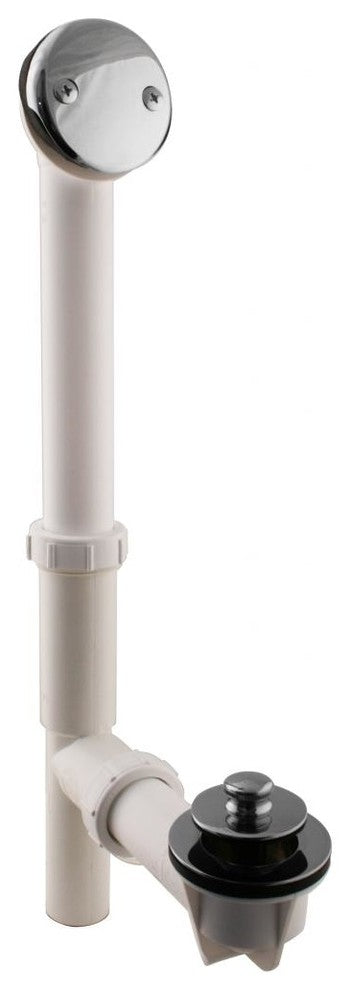 White 1.5" Tubular Pull & Drain Bath Waste In Polished Chrome