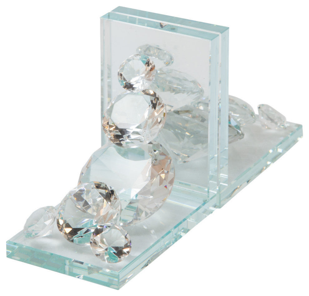 Sagebrook Home Crystal Diamond Bookends, Set of 2