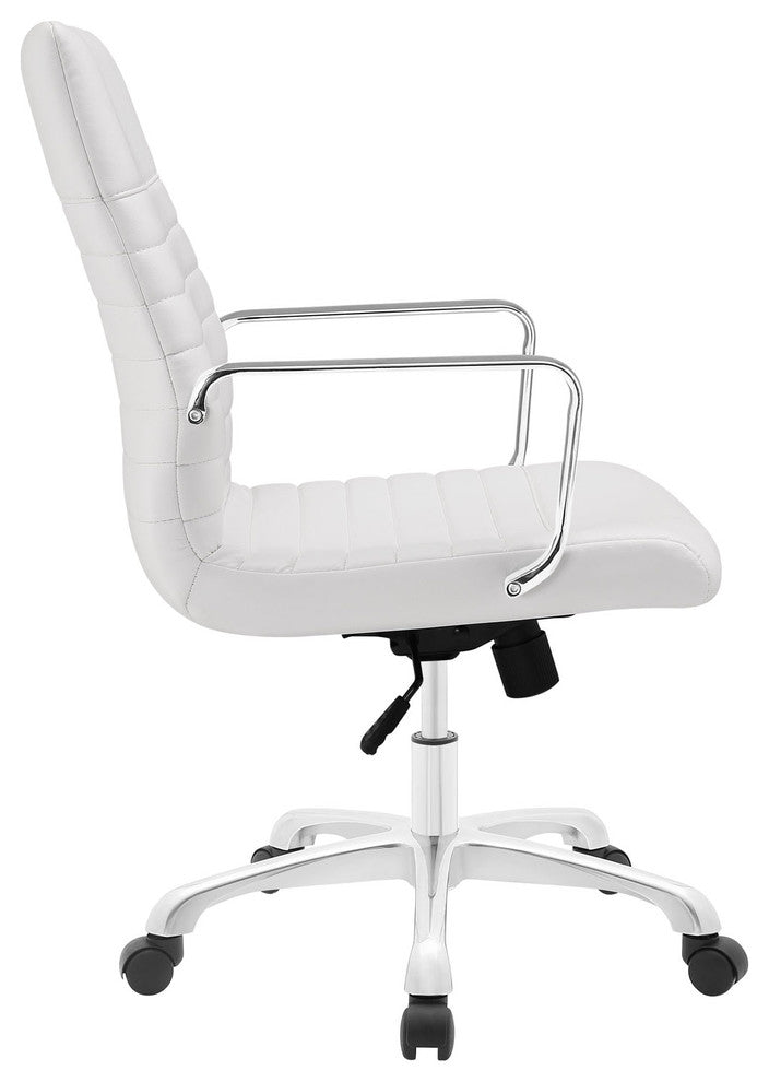 Modern Contemporary Office Chair, White Faux Leather