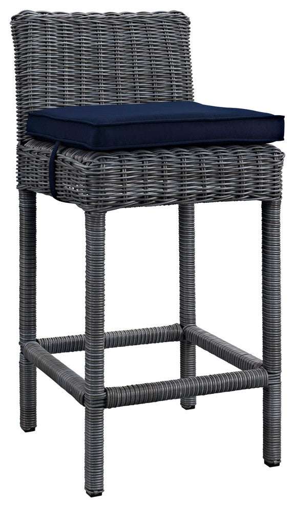 Canvas Navy Summon Outdoor Patio Sunbrella Bar Stool