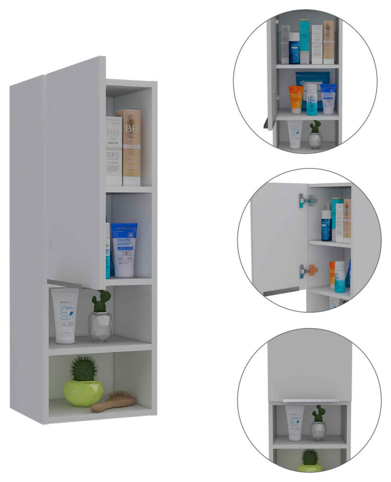 Milwaukee Medicine Cabinet with 2 Open Shelves, and 2 Inner Shelves, White