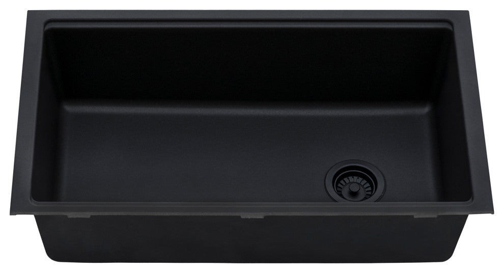 33-in Undermount Workstation Granite Kitchen Sink Matte Black - RVG2302BK