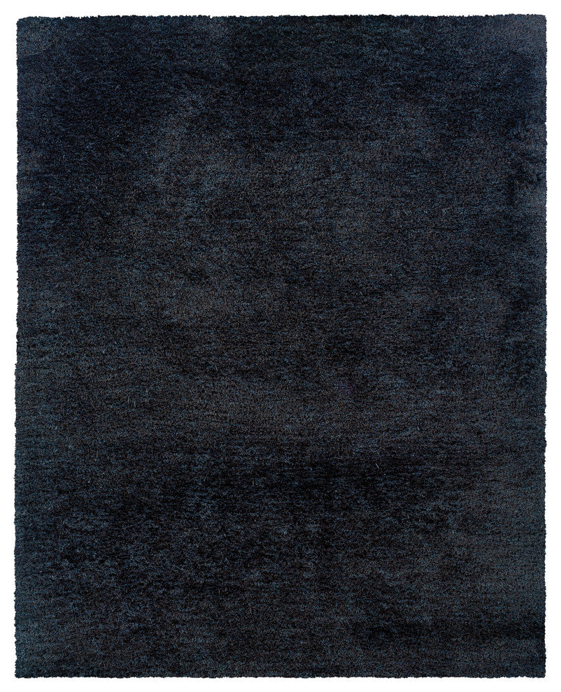 Milan Shag Shag Black and Black Rug, 5'x7'