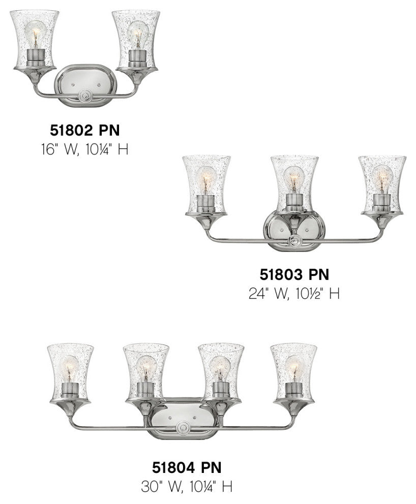 Hinkley Thistledown Three Light Vanity, Polished Nickel