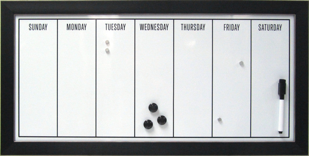 Wyeth Black Framed Magnetic Dry Erase Board Weekly Calendar