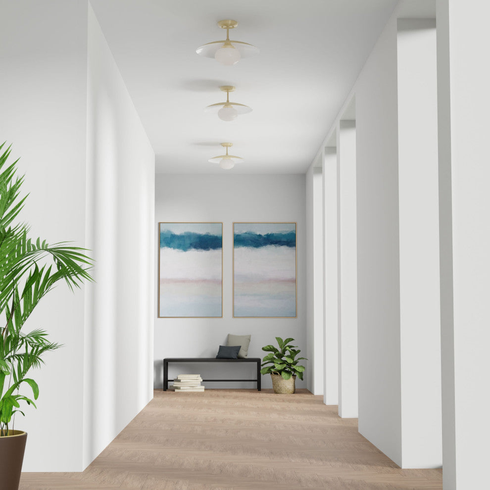 Declan Modern Disc Satin Brass 16" Semi-Flush Mount Ceiling Light