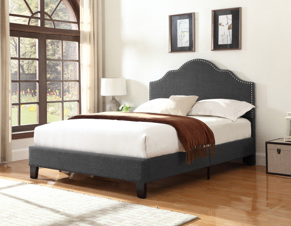 Carrillo Upholstered Bed, Charcoal Gray, Queen