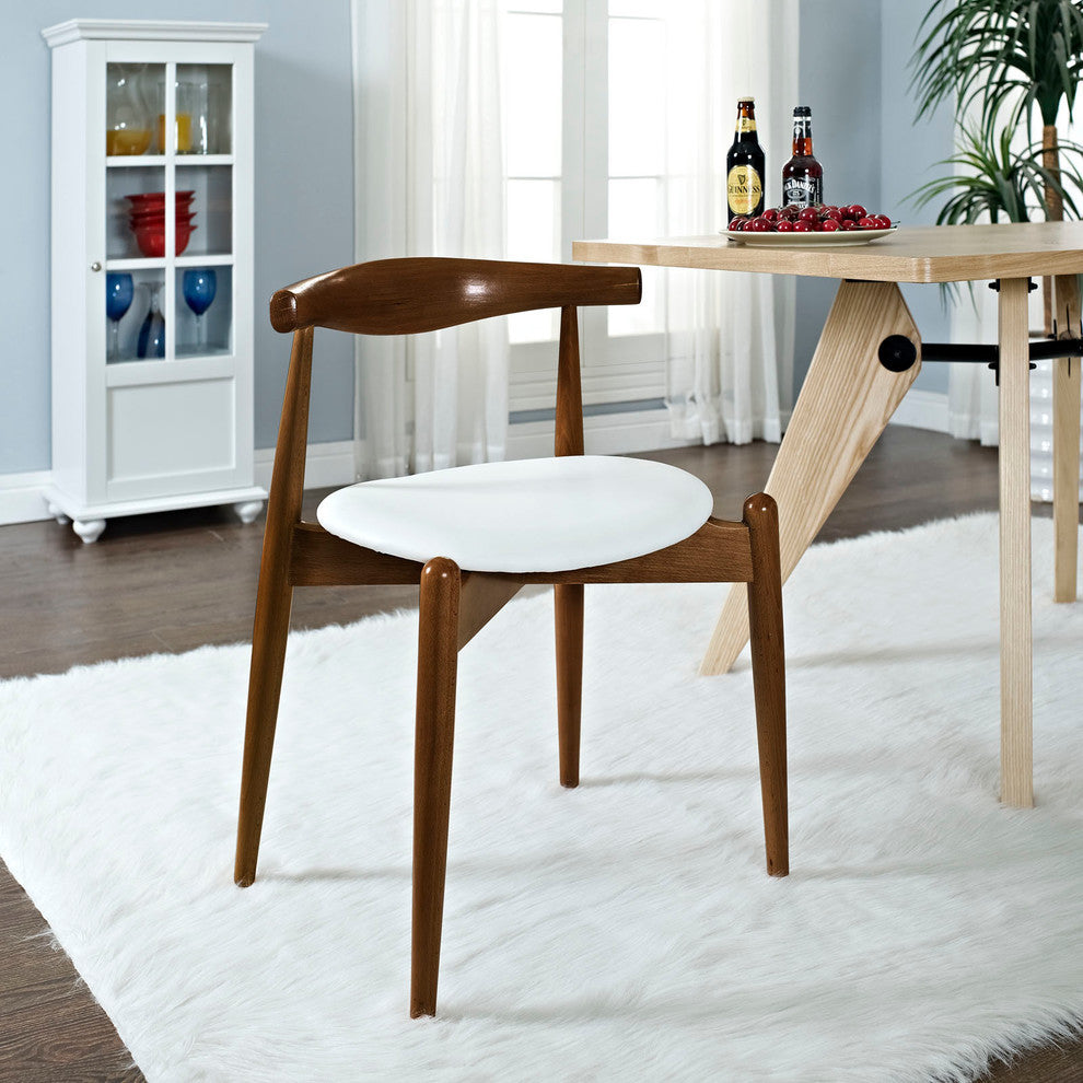 Modern Contemporary Kitchen Wood Dining Side Chair Walnut White