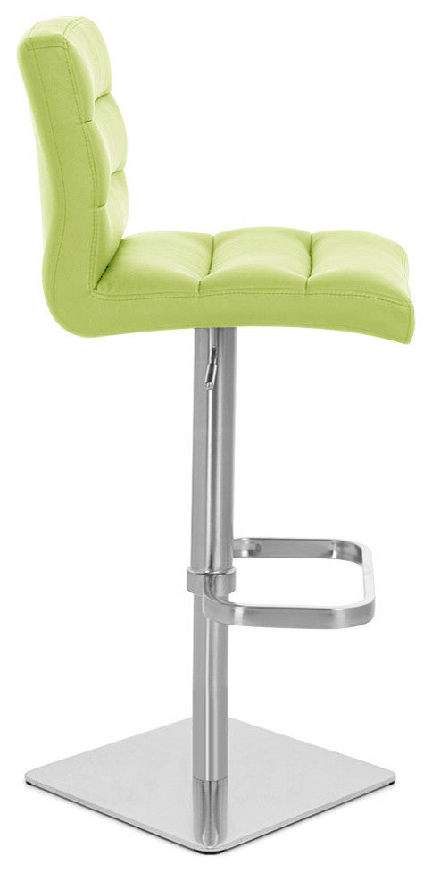 Lush Adjustable Height Swivel Barstool - Square Base, Lime Green