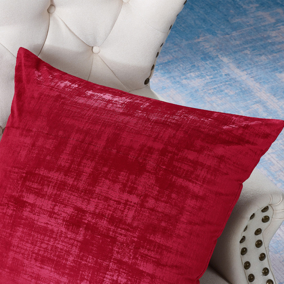 Velvet 2 Piece Euro Pillow Cover Set, Tango Red, 2 Piece, 26"x26"