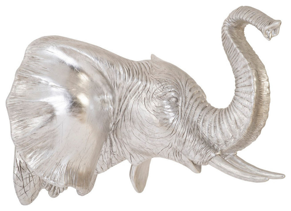 Elephant Wall Art, Resin, Silver Leaf