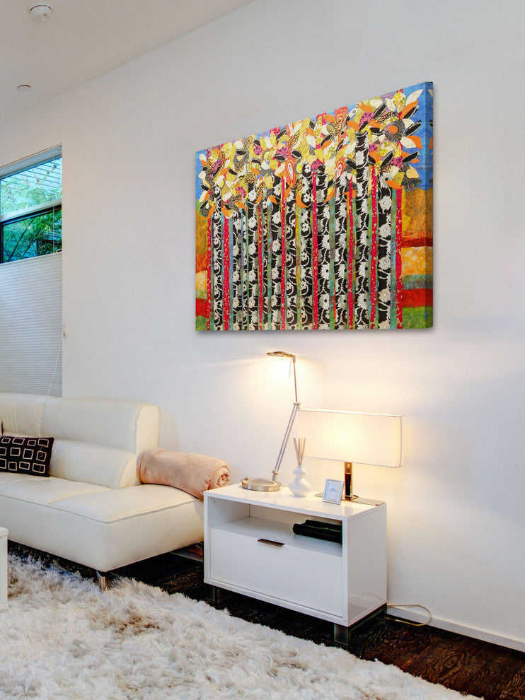 "Birch Tree Grove at Dusk" Painting Print on Canvas by Lisa Mee