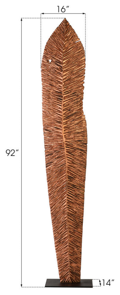 Carved Leaf on Stand, Copper Leaf, XL