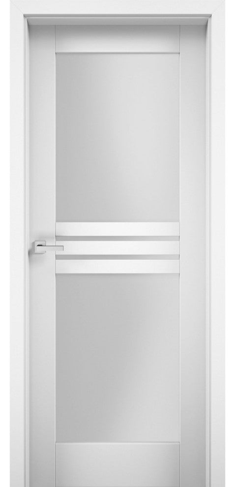 Solid French Door Opaque Glass 4 Lites / Mela 7222 White Silk / Doors -24x84