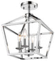 Shiny Nickel Cage Flushmount, Candle Light