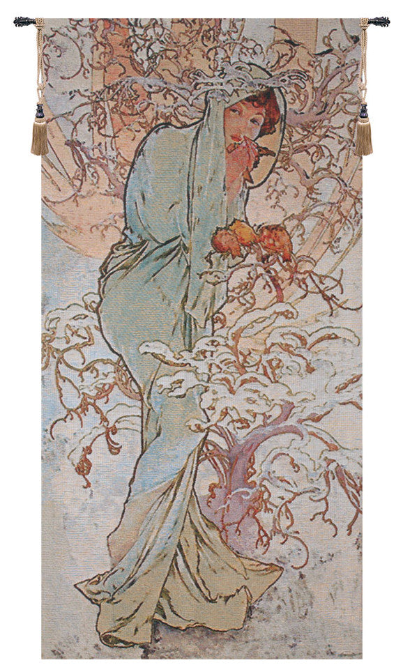 Winter Mucha Belgian Wall Tapestry