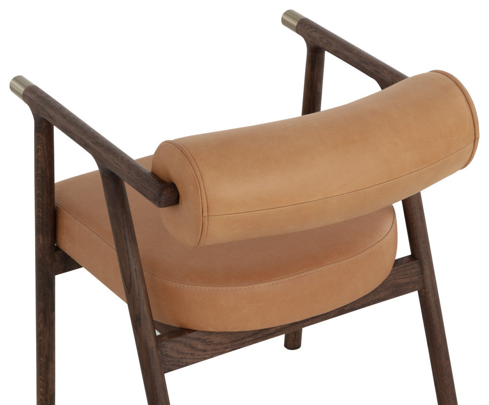 Sova Dining Armchair, Antique Brown, Sahara Camel Leather