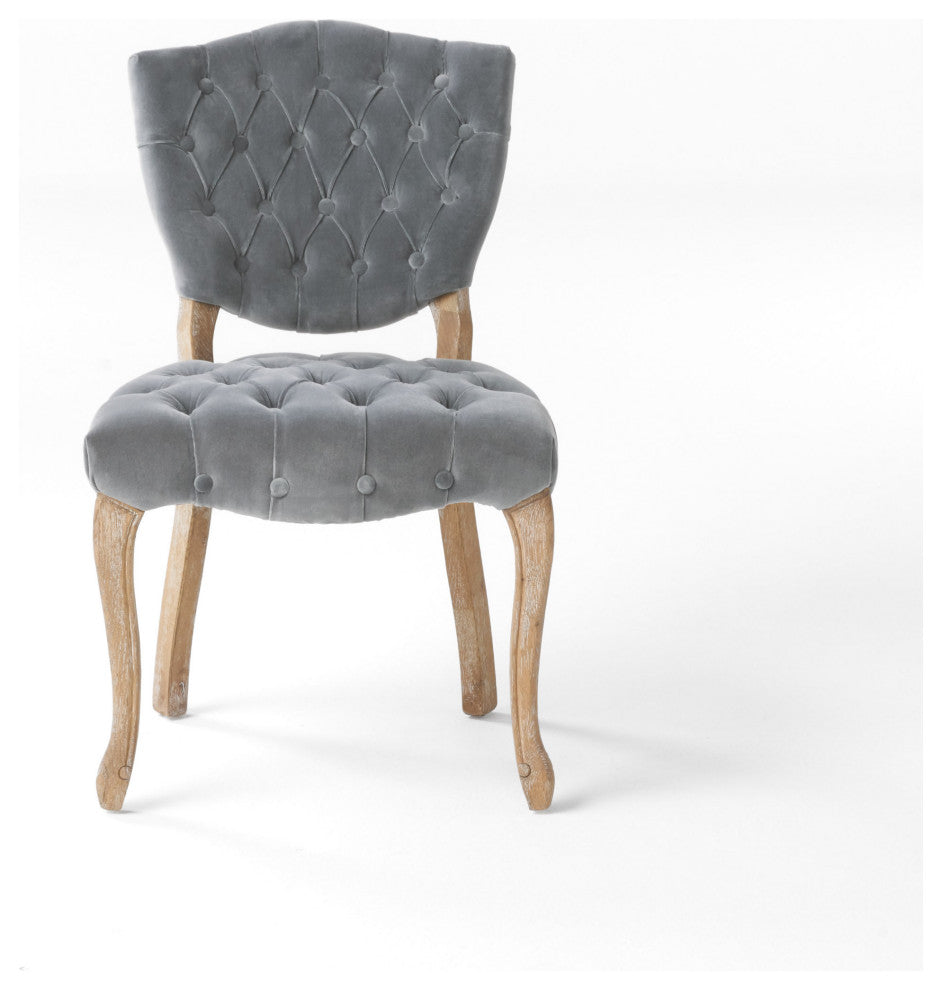 GDF Studio Violetta French Design Dining Chair, Set of 2, Gray