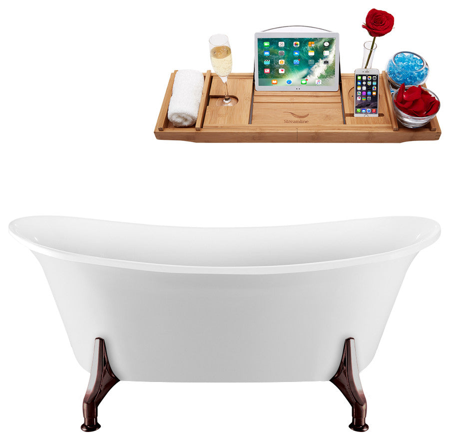 67" Streamline N1081ORB-IN-ORB Clawfoot Tub and Tray With Internal Drain
