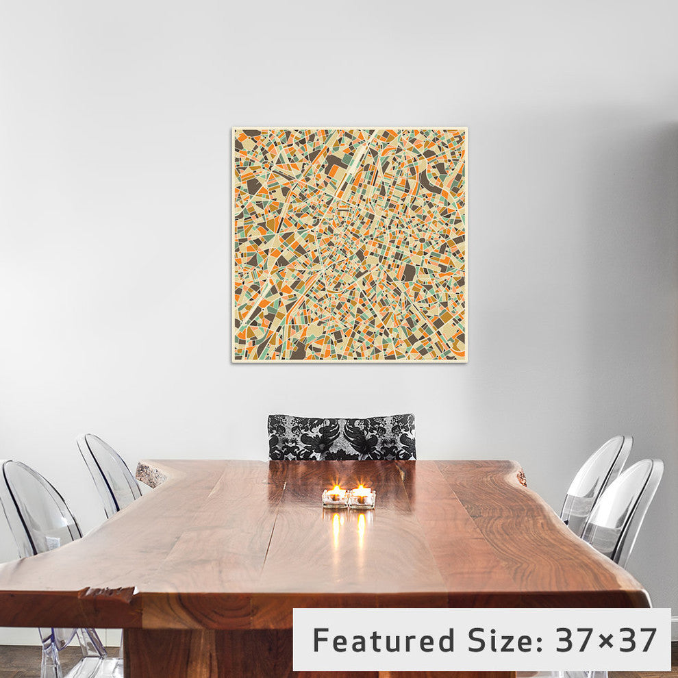 "Abstract City Map of Brussels" by Jazzberry Blue, 12x12x1.5