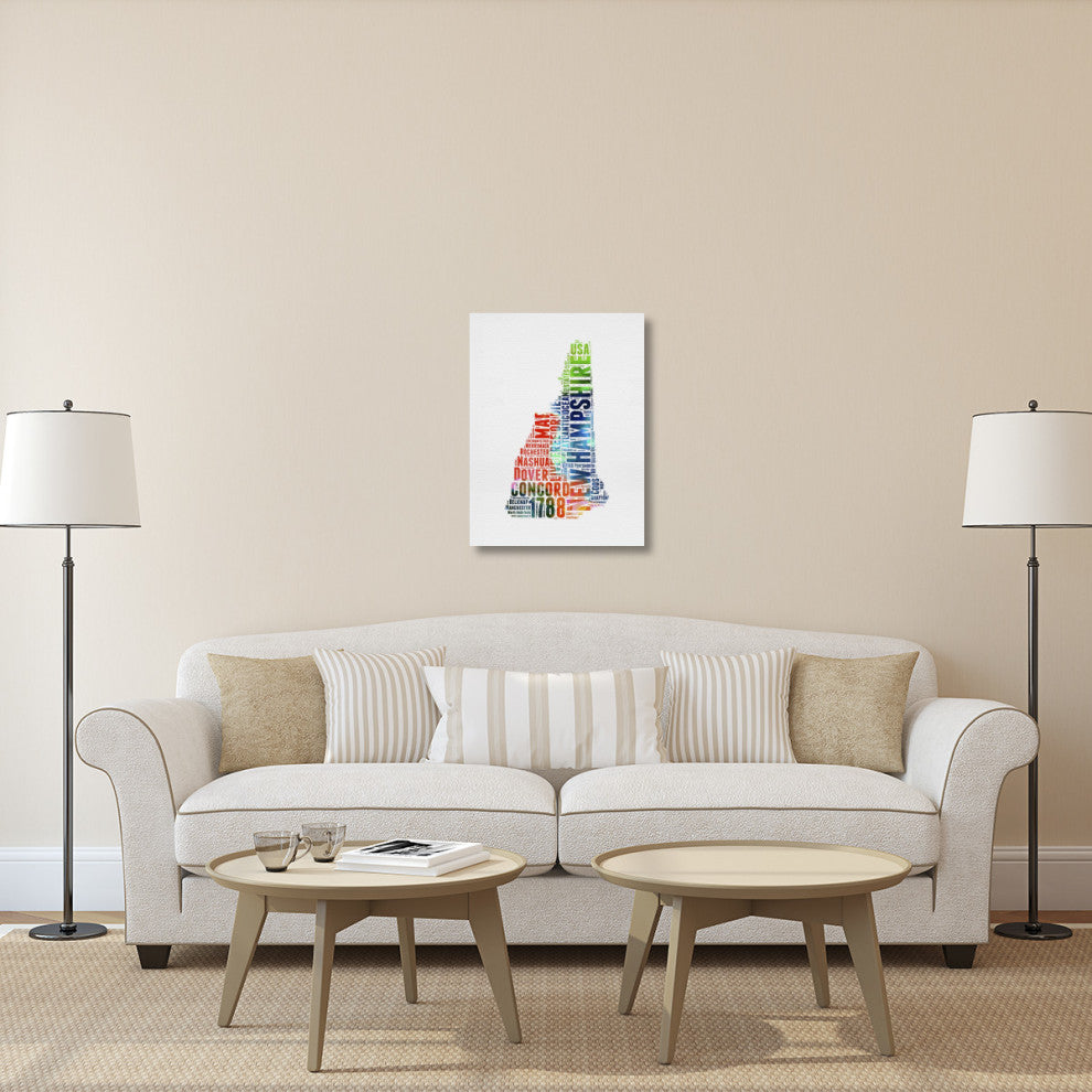 "New Hampshire Watercolor Word Cloud" Fine Art Print